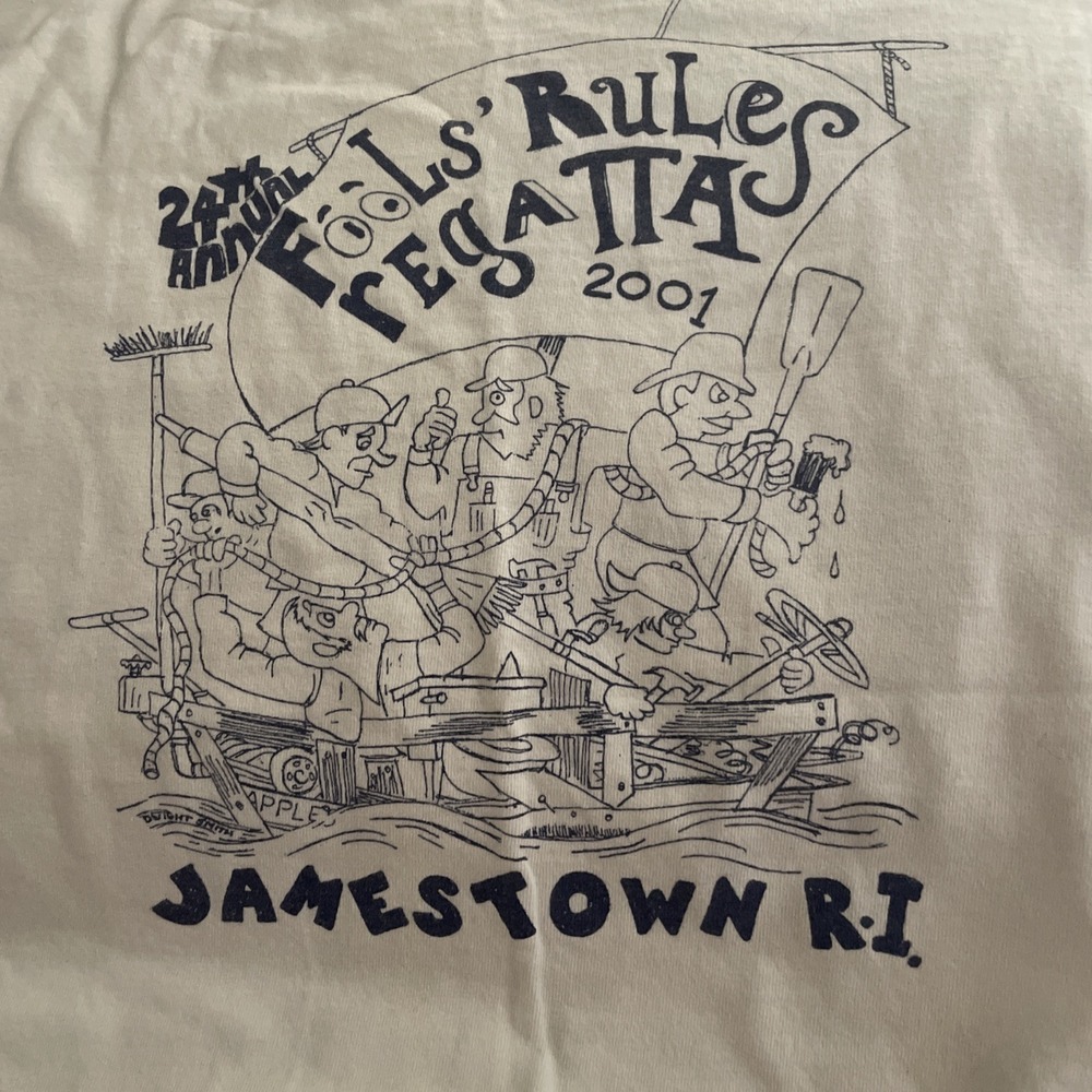 Vintage Fools Rules Regatta Jamestown Yacht Club Sailing T-Shirt Size XL 2001
